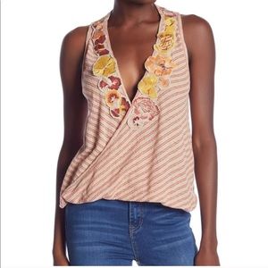 Free People Embroidered Tank Top